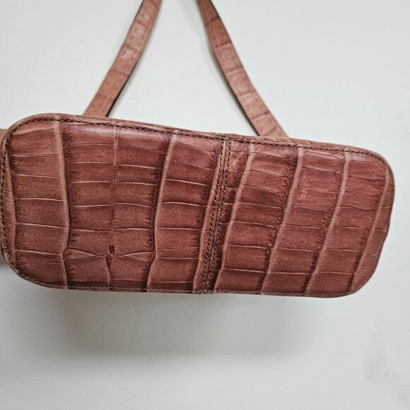 Vintage Y2K 90s 2000s Fossil Pink Alligator Leather Shoulder Club Hobo Bag Purse - Picture 2 of 9